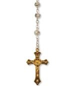 Terço de Metal Rosas Alpaque Bicolor C/ Flor Pa