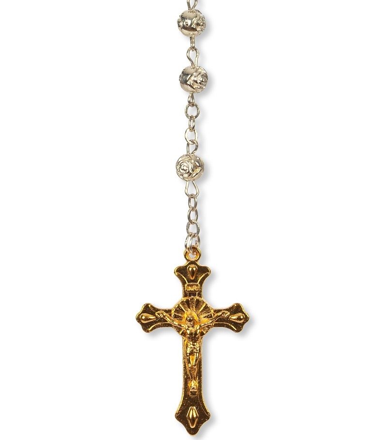 1185444160_T4131_CXM_-_C__pia_-_C__pia Terço de Metal Rosas Alpaque Bicolor C/ Flor Pa - Image 1