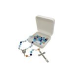 Terço de Cristal Prateado Bicolor, 6MM