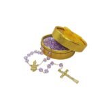 Terço/Fio de Cristal Dourado c/caixa, 8mm