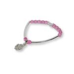 Pulseira de Vidro 6mm c/Tau de Metal,várias cores