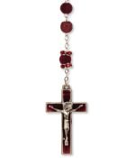 Terço de Pedra Natural Vulcânica de Lava e Veludo c/ Pai Nosso Anéis Strass - Image 3