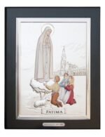 Quadro em Madeira - Aparição de Fátima Painel Bilaminado- em cerâmica Folha de Alumínio c/ prata vaporizada