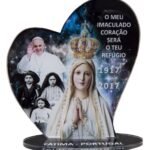 Placa em acrílico Coração com Aparição de Fátima