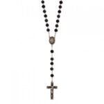 Terço de Pedra Natural Vulcânica de Lava e Veludo c/ Pai Nosso Anéis Strass - Image 4