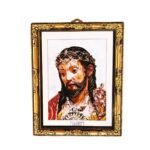 Quadro em Madeira c/moldura c/Santo Cristo, 18cmx14.5cm