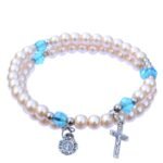 Pulseira / Terço - Pérola 6 mmcom medalha