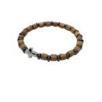 Pulseira de Madeira Cilíndrica c/Cruz de Metal