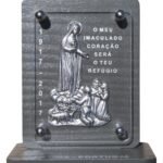 Placa em Madeira Painel vitrificado com Aparição de Fátima