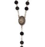 Terço de Pedra Natural Vulcânica de Lava e Veludo c/ Pai Nosso Anéis Strass - Image 7