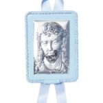 Santo Cristo Painel Bilaminado Folha de Alumínio c/ prata vaporizada c/ laço