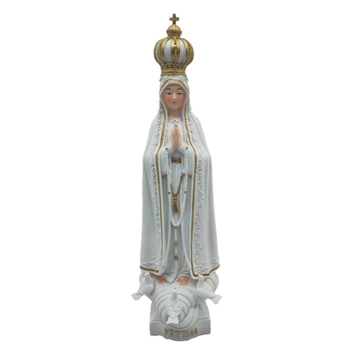 2606427513_IFAT_O Imagem em Resina NS Fátima Branca/Pele c/Frizo Ouro c/Pombas - Image 1