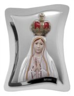 Nª Senhora de Fátima Painel BilaminadoPrata 999°°- c/ moldura brancaCerâmica