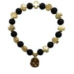 Pulseira de Vidro - 8mm Elástico c/Trevo Metal