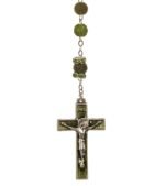 Terço de Pedra Natural Vulcânica de Lava e Veludo c/ Pai Nosso Anéis Strass - Image 8