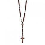 Terço de Madeira Corda c/ Pai Nosso Metal Rosas Alpaque