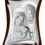 Sagrada Família Painel Bilaminado Prata 999°°Moldura em madeira