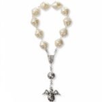 Dezena - Pérola Martelada com Pai Nosso e Anjinho em metal