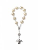 Dezena - Pérola Martelada com Pai Nosso e Anjinho em metal