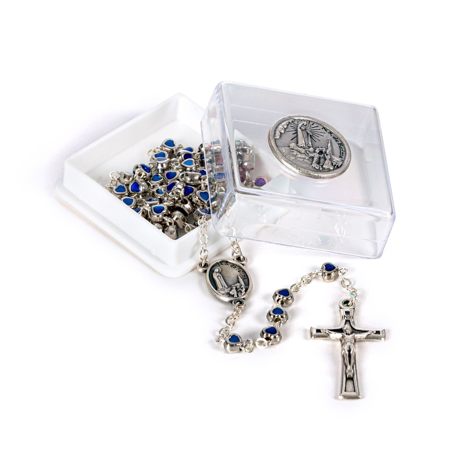 3629632994_T4107_Azul Terço de Metal Coração Pequeno C/ Resina - Image 1