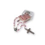 Terço de cristal com pérolas - cruz e passador em esmalte