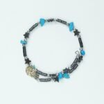 Pulseira de Terço de Pedra Hematite c/ Pedras cor c/ Medalha