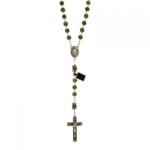 Terço de Pedra Natural Vulcânica de Lava e Veludo c/ Pai Nosso Anéis Strass - Image 2