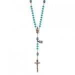 Terço Cristal Disco c/ Pai Nosso Anilha Chapéu Metal