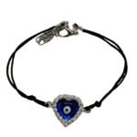 Pulseira Cordel c/Olho Turco Coração c/ Swarovski