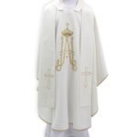 Casula 'Mariana' com Estolãoem Mini-Mate 100% PolyesterCor Branca