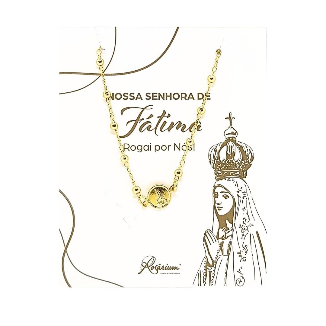 1411924767_P2180NV______4_25.jpg Pulseira Banhada a Ouro 18K c/Contas e Medalha - Nossa Senhora de Fátima - Image 1