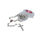 Terço de Rosas Alpaque Acrílico 6MM c/Pai-Nosso Espírito Santo