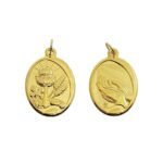 Medalha de Metal Oval Dourada, Primeira Comunhão, 2.7cm