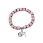 Pulseira de Pedra Raiada e Cristal c/Anéis Strass - Cores Sortidas