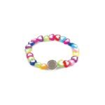 Pulseira infantil plástico c/ corações coloridos