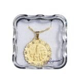 Medalha folheada ouro -  redondaAparição de Fátima