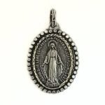 Medalha de Metal Lapidada Prateada Oval 23x20, Nossa Senhora das Graças/Milagrosa