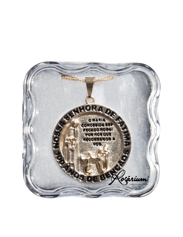 1691852454_MF_671.jpg Medalha folheada a ouro - redondaAparição de FátimaProduto comemorativo do Centenário das Aparições de Fátima - Image 1