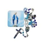 Terço de Cristal Disco Esfumado 8mm, Nossa Senhora das Graças - Image 2