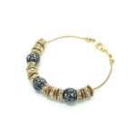 Pulseira de Metal Ouro Velho C/ Pedras Anéis Strass