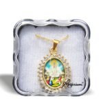 Medalha colorida oval c/ StrassAparição de Fátima