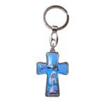 Porta-Chaves em Metal formato Cruz c/Resina Nossa Sra de Fátima