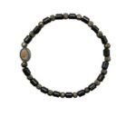 Pulseira Pedra Hematite Cilindrica - 4mm c/Medalha