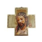 Cruz em Madeira c/Ilustração de Santo Cristo, 15cm