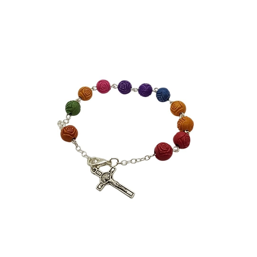 2020108674_P1022MULTI____1_00_1.jpg Pulseira de Rosas Alpaque/Acrílico Multicor, 8mm - Image 1