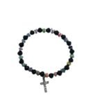 Pulseira de Cristal Preto c/Anéis Coloridos