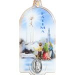 IMAN MADEIRA C/ RESINA COM MEDALHA METAL3,5 x 7,8 cm