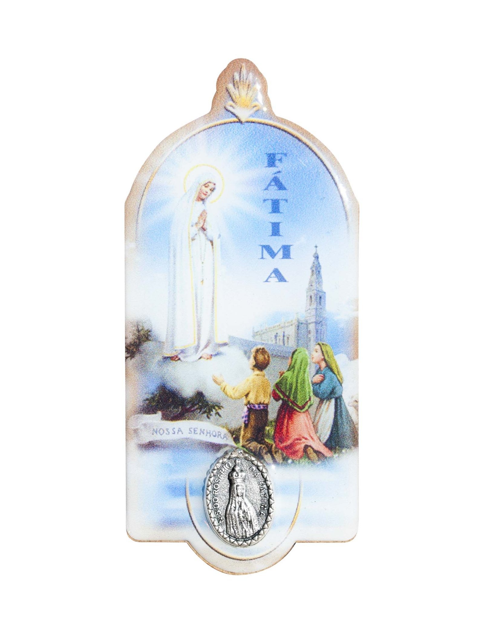 2104493665_IMANRSL19.jpg IMAN MADEIRA C/ RESINA COM MEDALHA METAL3,5 x 7,8 cm - Image 1