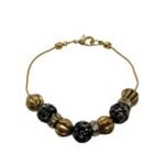 Pulseira Metal - Ouro Velho Riscada c/Pedra Strass