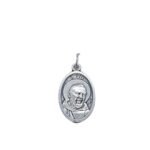 Medalha Oval Prata Envelhecida Padre Pio, 2.2cm